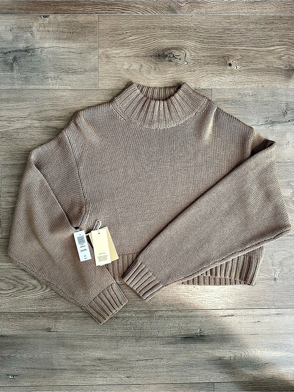 Aritzia Wilfred Free Harper Sweater Knit Crew Neck Brown Small NWT